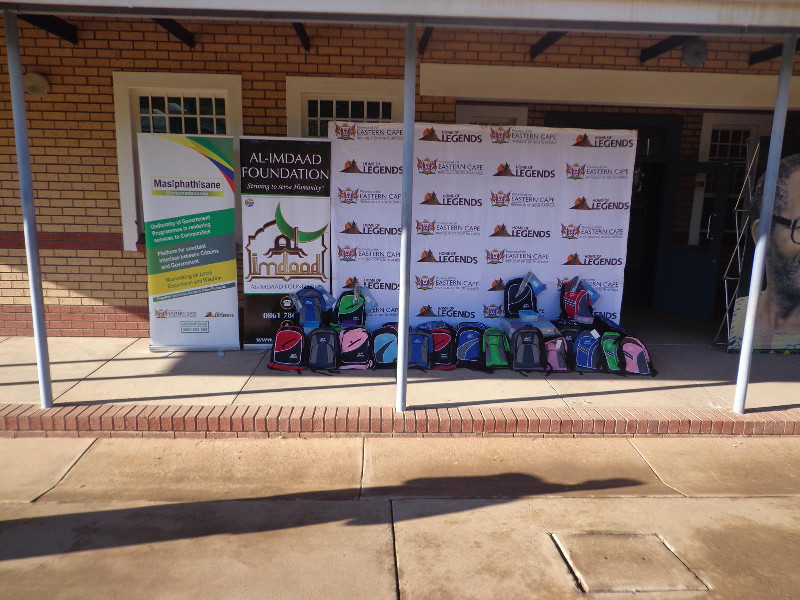 The Al-Imdaad Foundation team distributed 100 schoolbags, lunch tins and juice bottles to needy learners as part of the programme